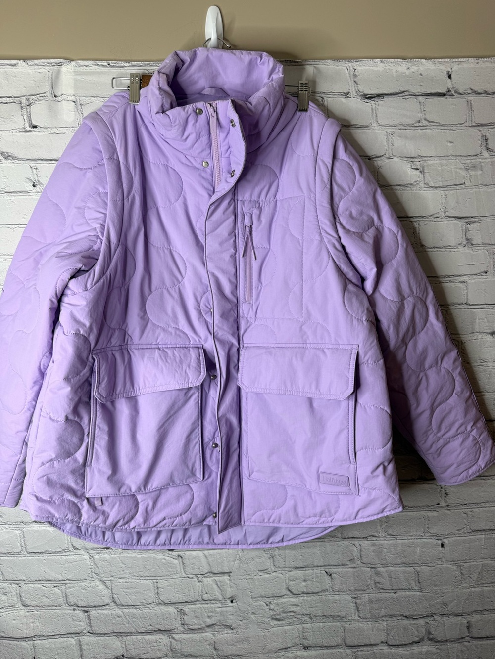 Half days Light Purple Quilted Women's Puffer Jacket removable sleeves vest